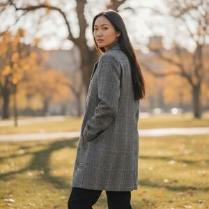 Avec Les Filles Gray Checkered Blazer